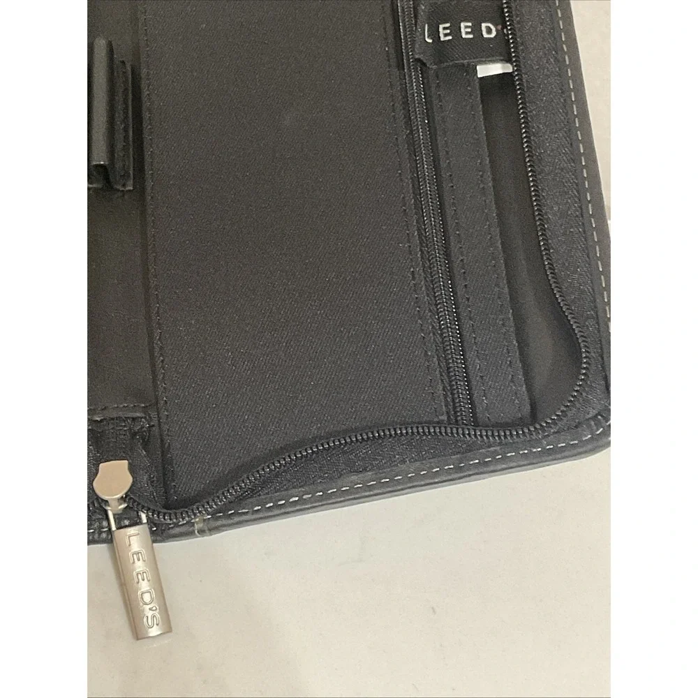 MLB Alumni Leed's Black Genuine Leather Zip Travel Wallet Passport Organizer NEW